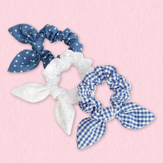 Denim Polka Dot | Bow Scrunchie