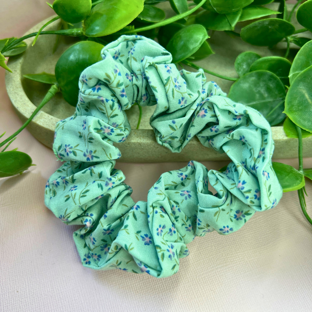 Green Flower | Floral Scrunchie