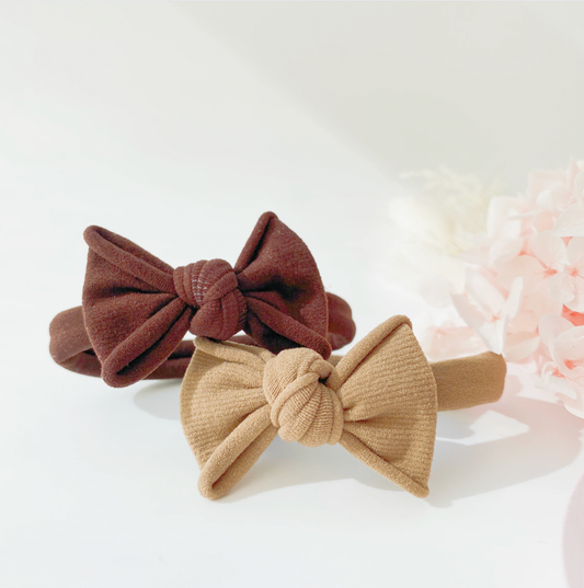 Mocha | One-Piece Bow Hair Ties