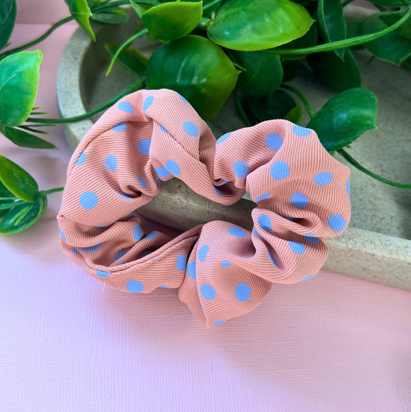 Apricot | Polka Dot Scrunchie
