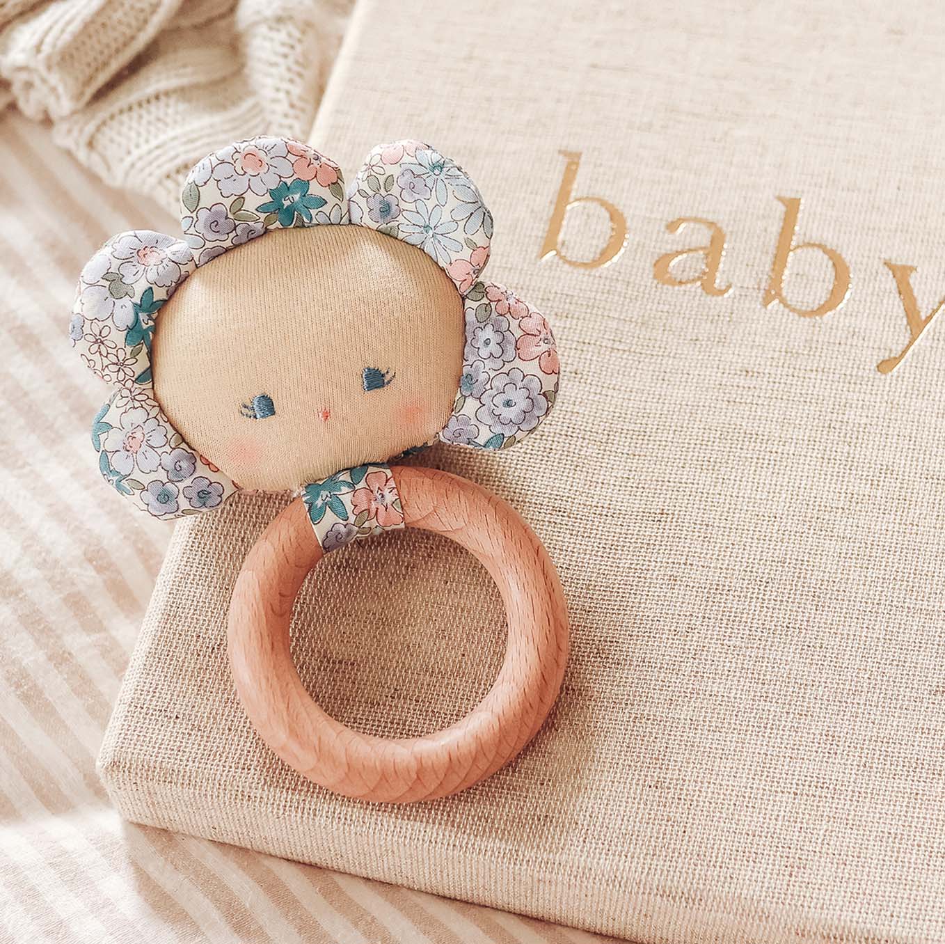 Liberty Blue | Flower Baby Teether Rattle