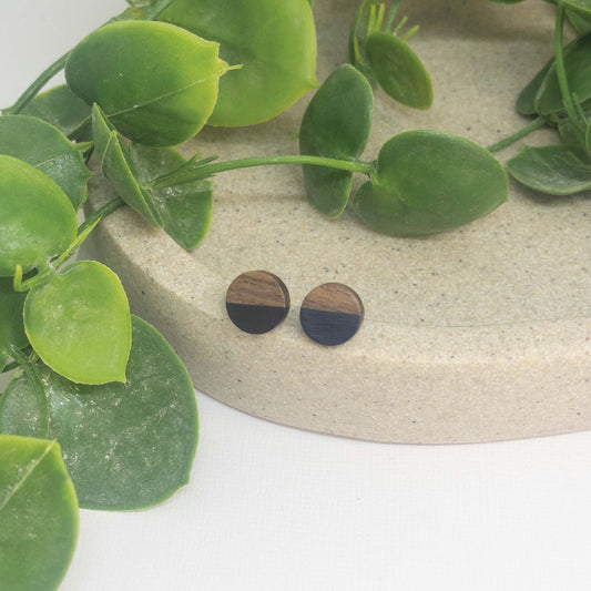 Black | Wooden Stud Earrings