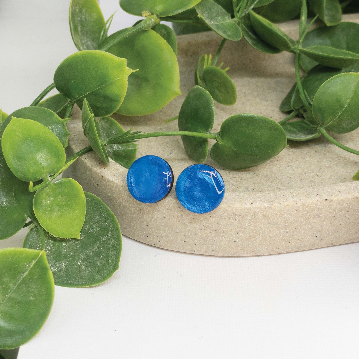 Blueberry | Wooden Stud Earrings