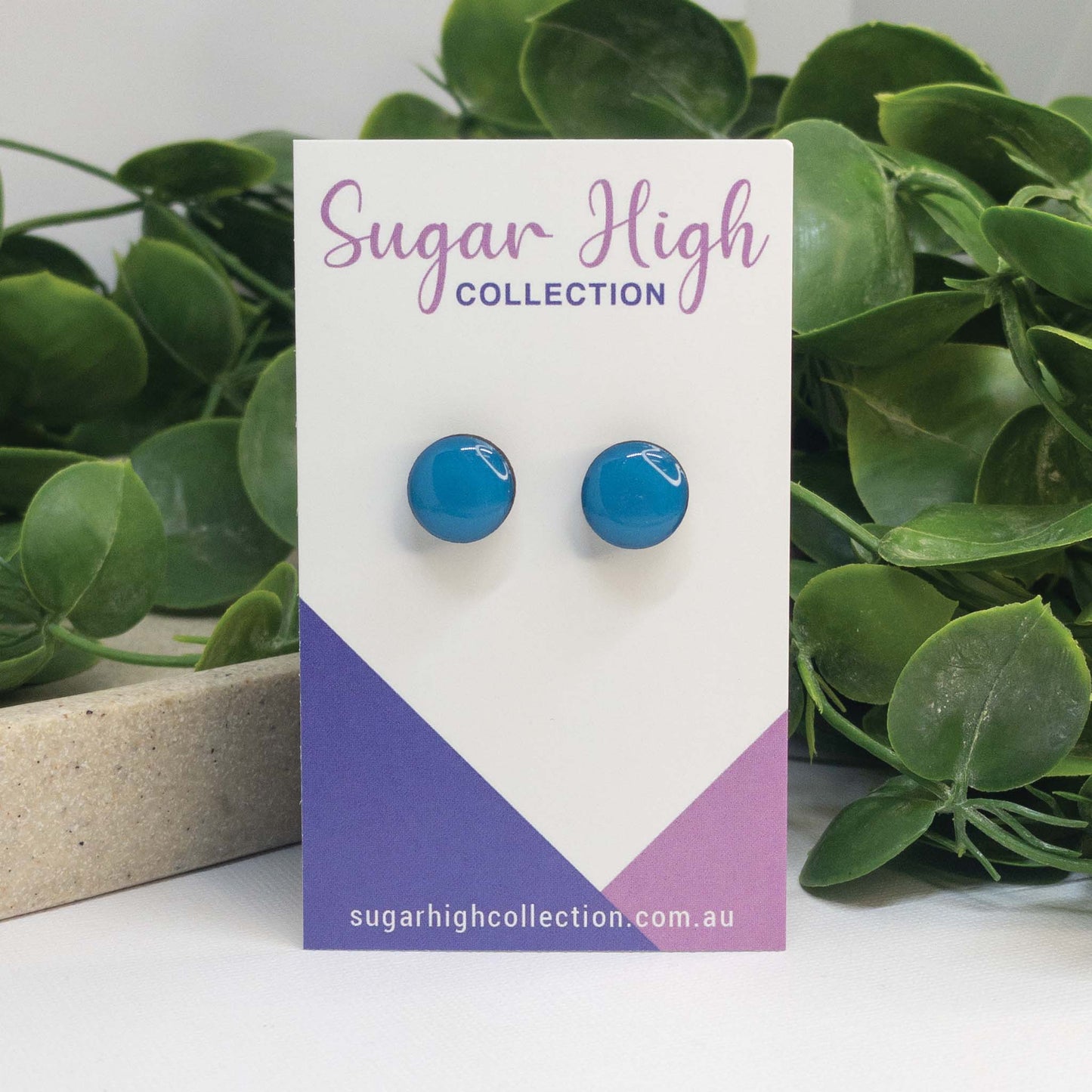 Bondi Blue | Wooden Stud Earrings