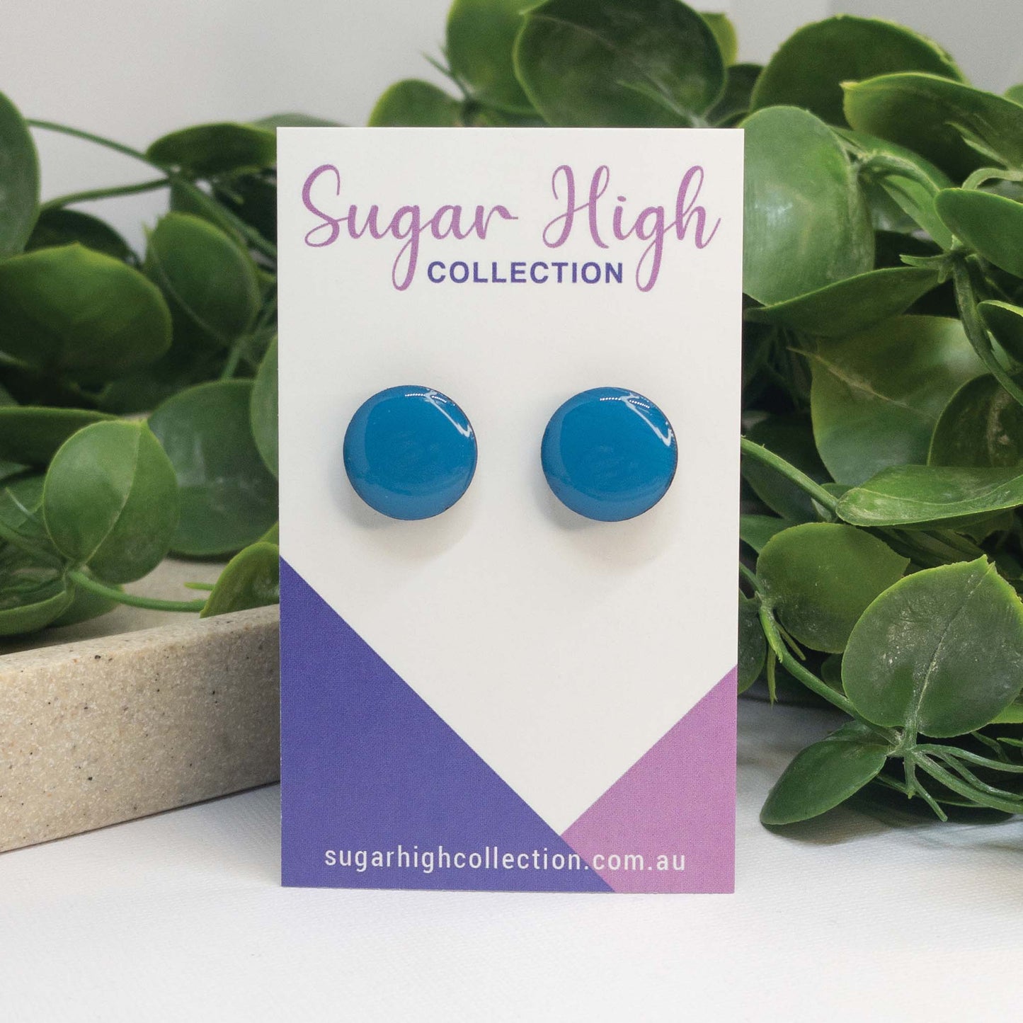 Bondi Blue | Wooden Stud Earrings