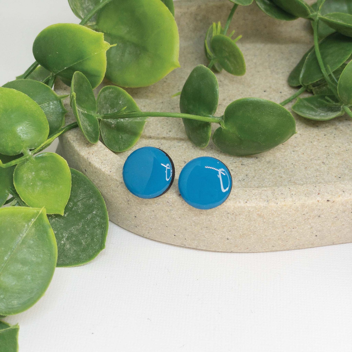 Bondi Blue | Wooden Stud Earrings