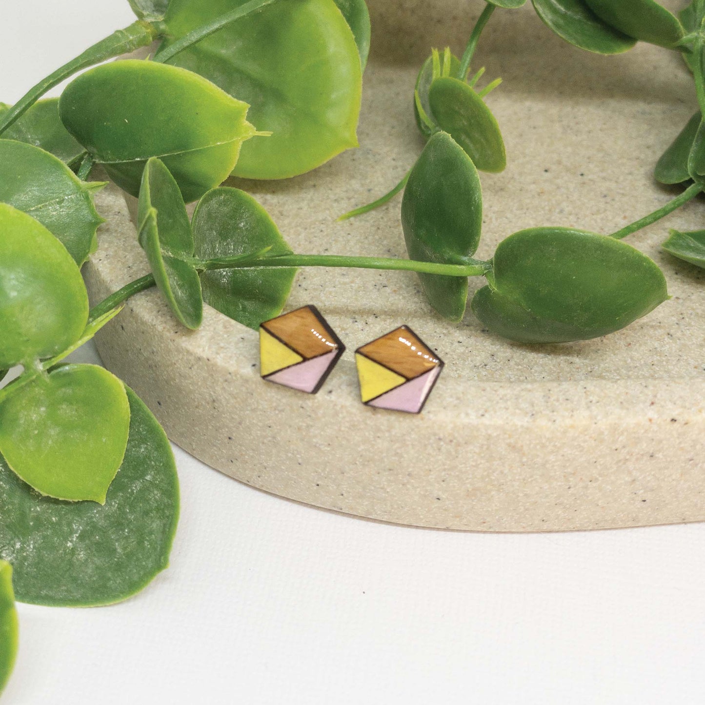 Cotton Candy | Wooden Stud Earrings