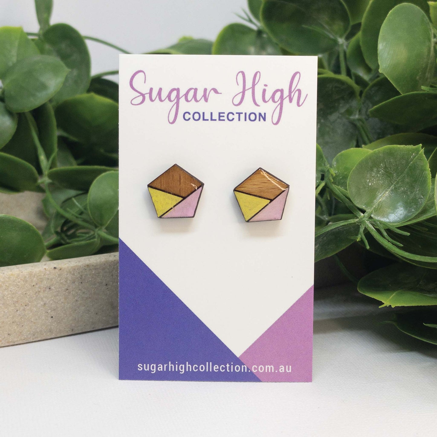 Cotton Candy | Wooden Stud Earrings