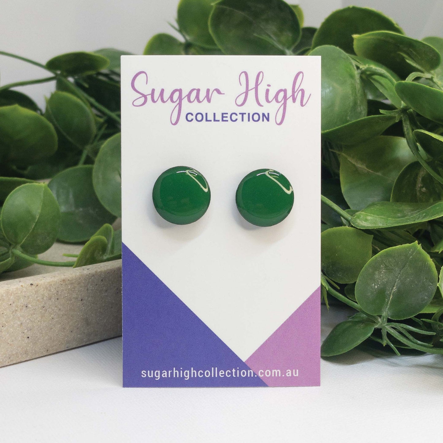 Forest Green | Wooden Stud Earrings