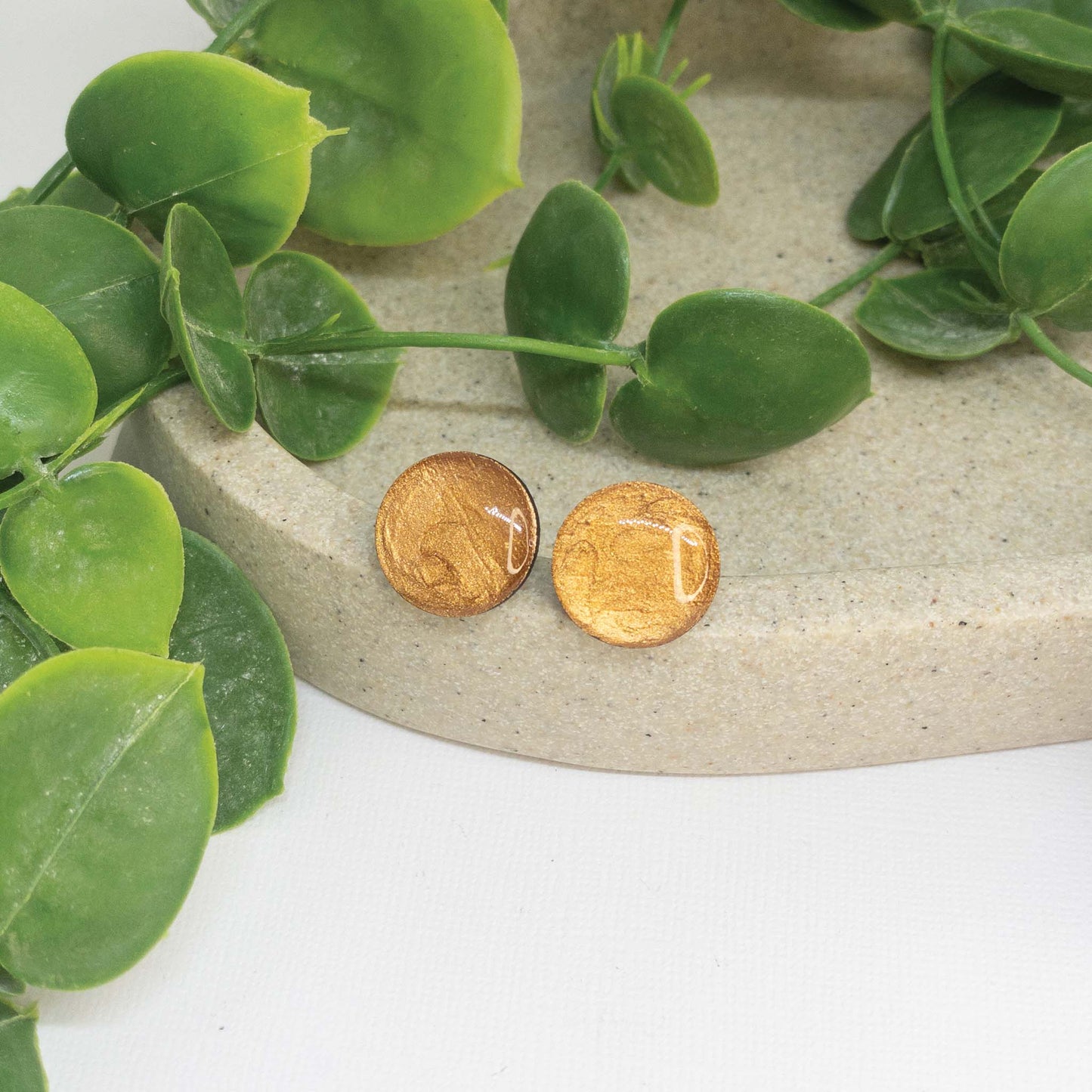 Golden Bohemian | Wooden Stud Earrings