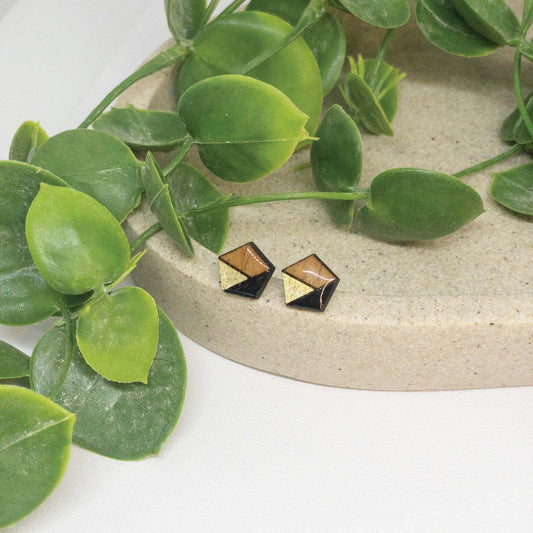 Golden Hour | Wooden Stud Earrings