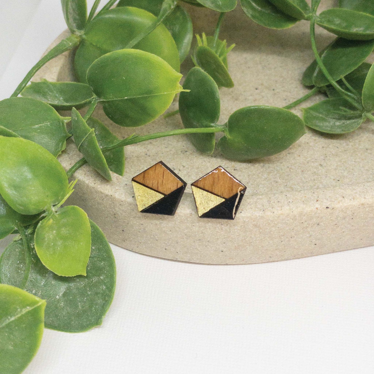 Golden Hour | Wooden Stud Earrings