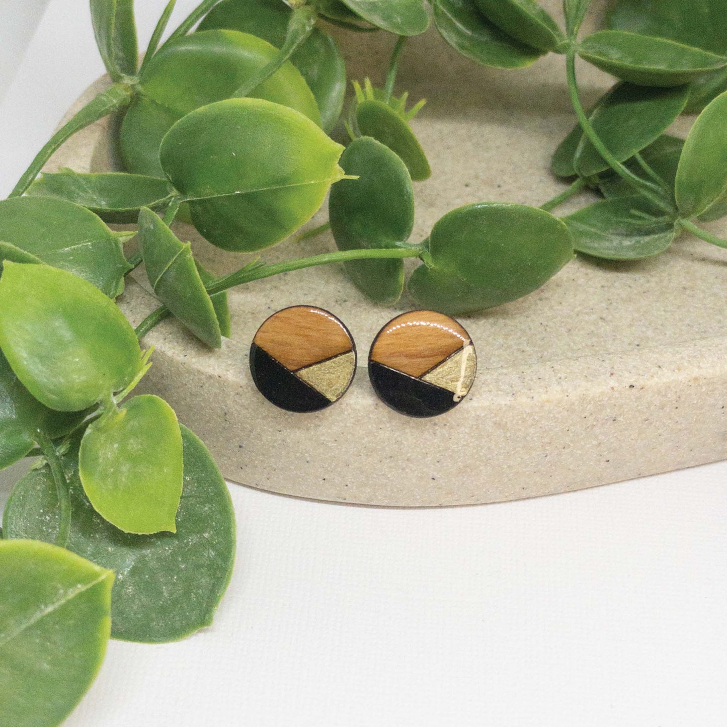 Golden Hour | Wooden Stud Earrings
