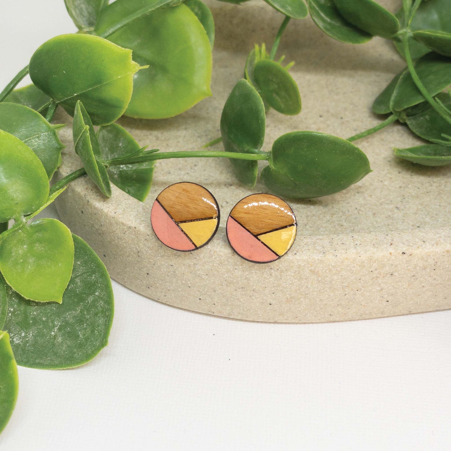 Honey Kiss | Wooden Stud Earrings
