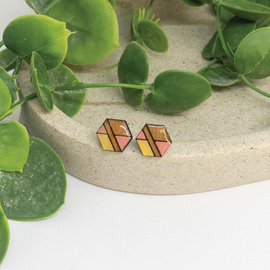 Honey Kiss | Wooden Stud Earrings