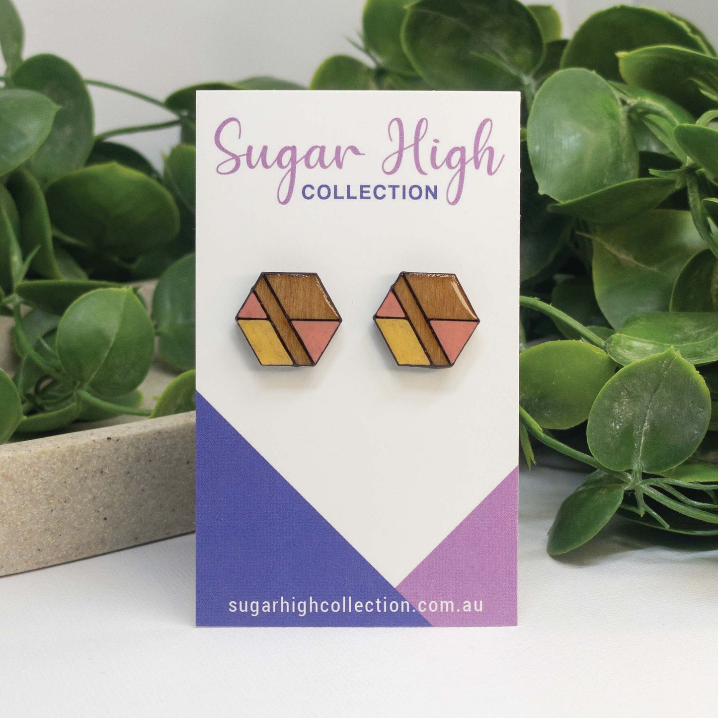 Honey Kiss | Wooden Stud Earrings