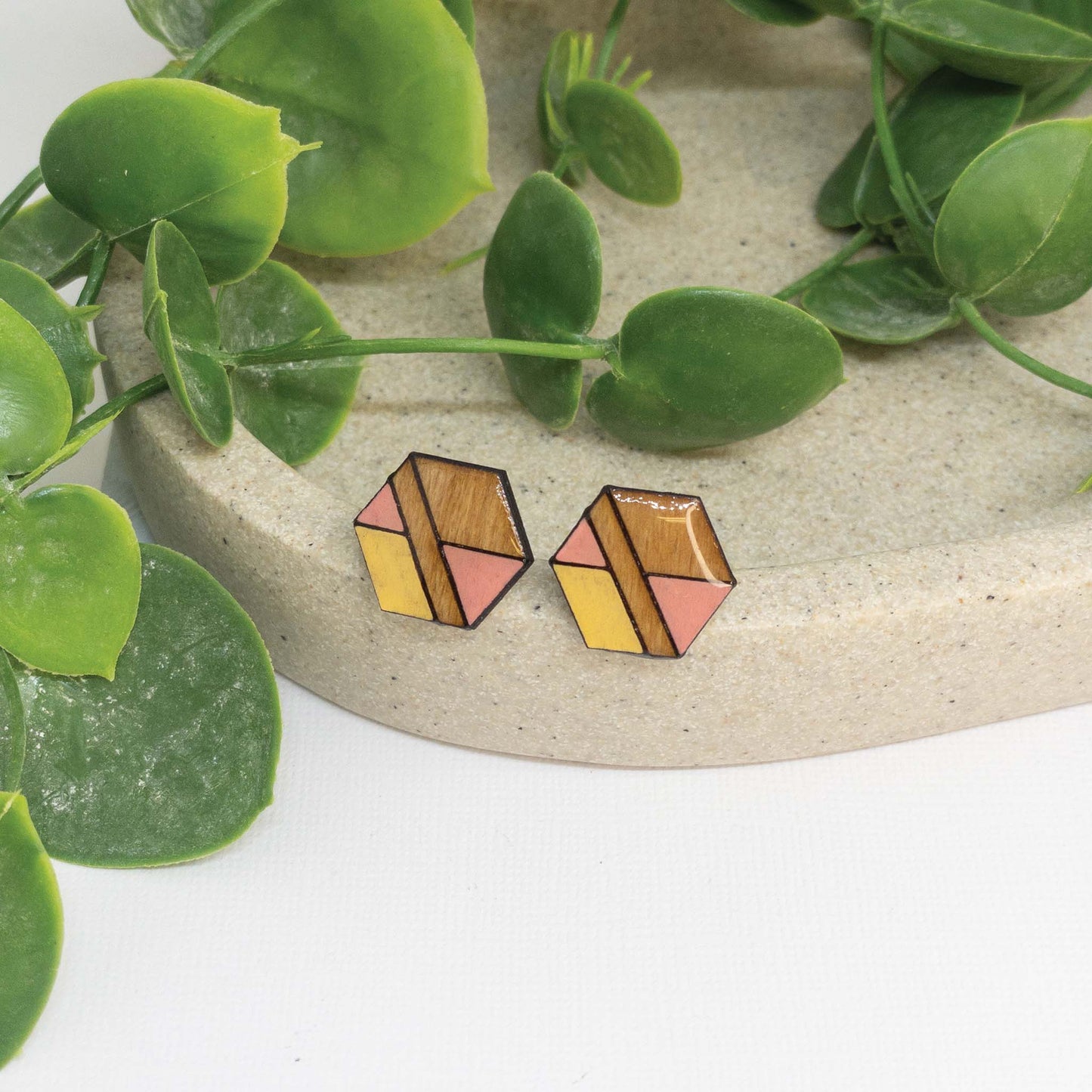 Honey Kiss | Wooden Stud Earrings