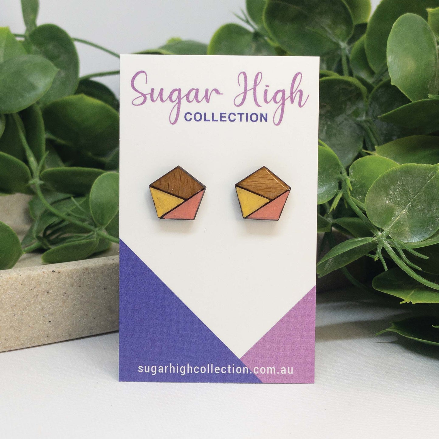 Honey Kiss | Wooden Stud Earrings