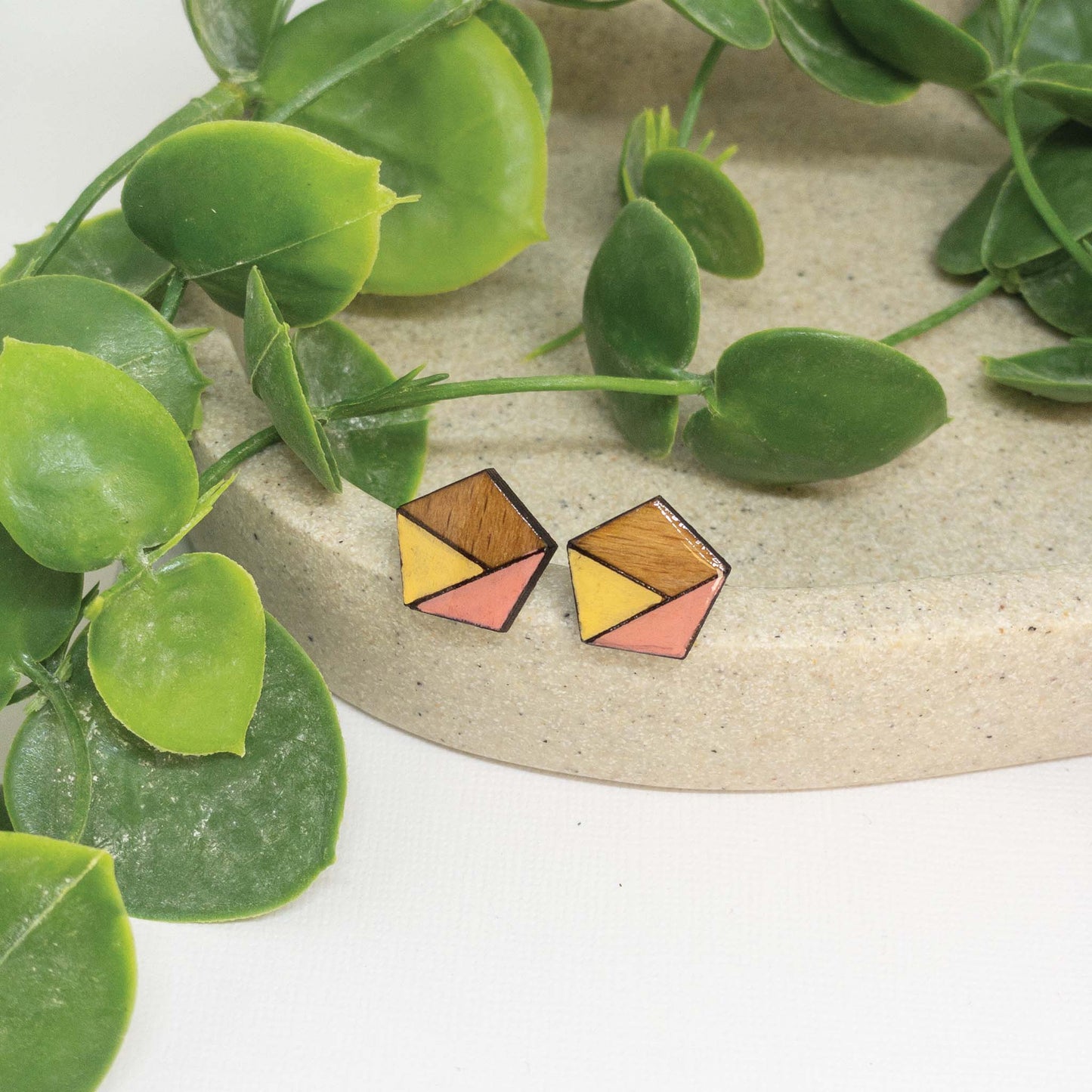 Honey Kiss | Wooden Stud Earrings