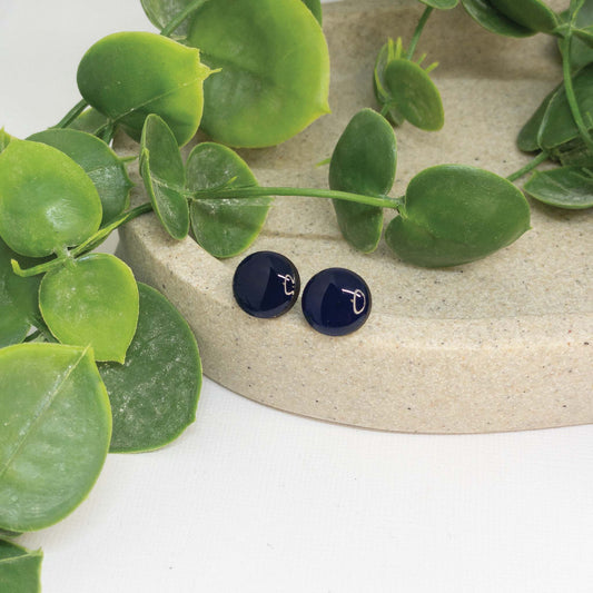 Indigo Blue | Wooden Stud Earrings