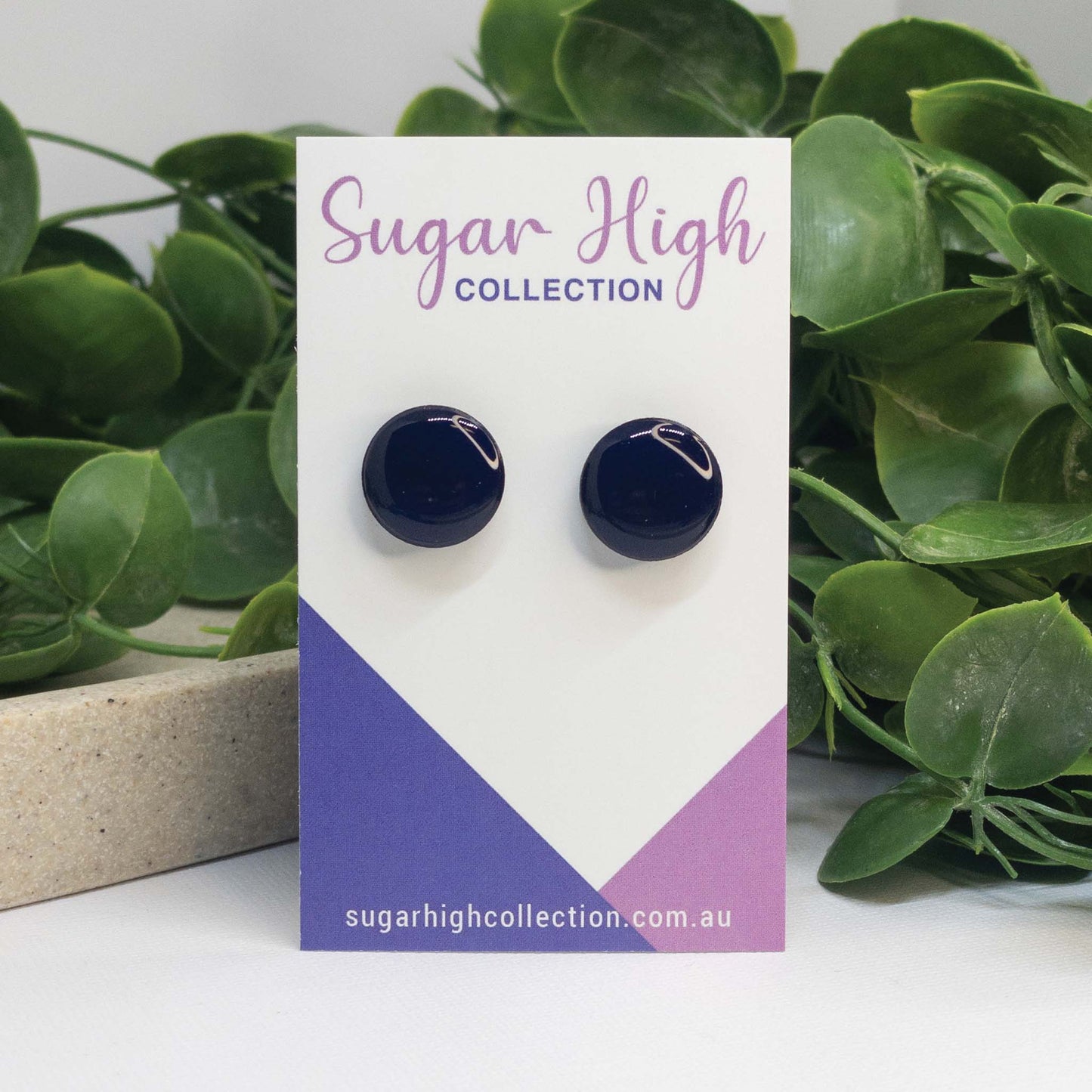 Indigo Blue | Wooden Stud Earrings