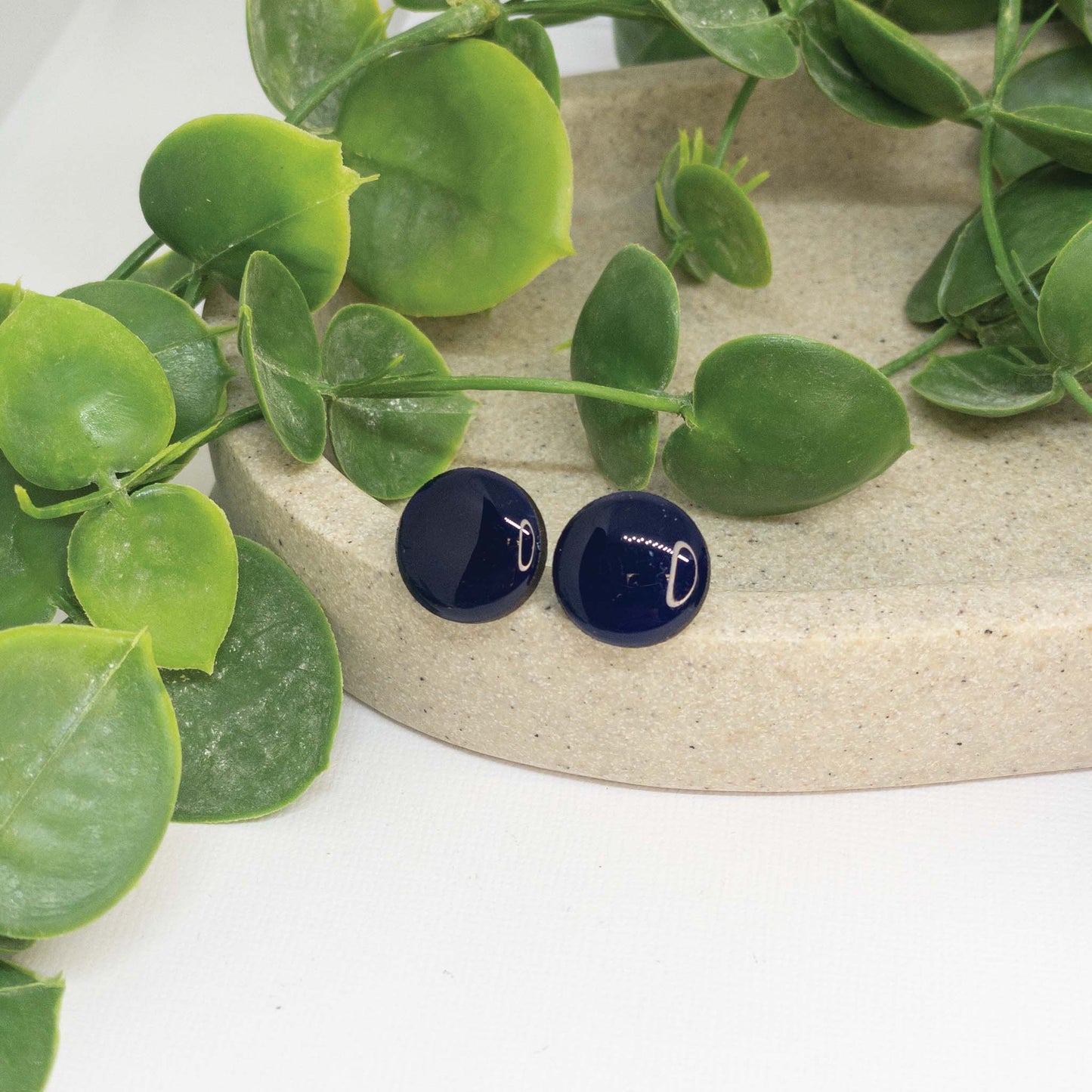Indigo Blue | Wooden Stud Earrings