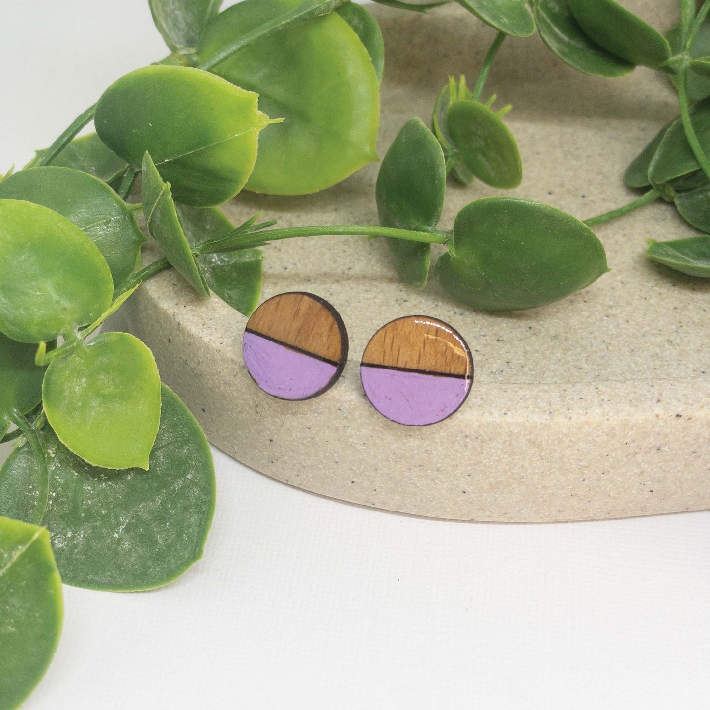 Lavender | Wooden Stud Earrings