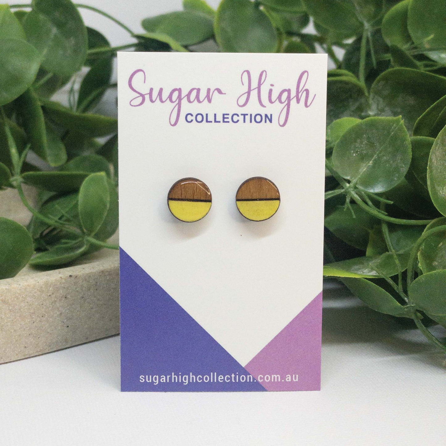 Lemon | Wooden Stud Earrings