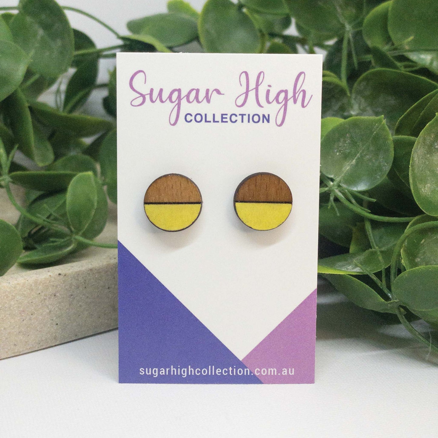Lemon | Wooden Stud Earrings