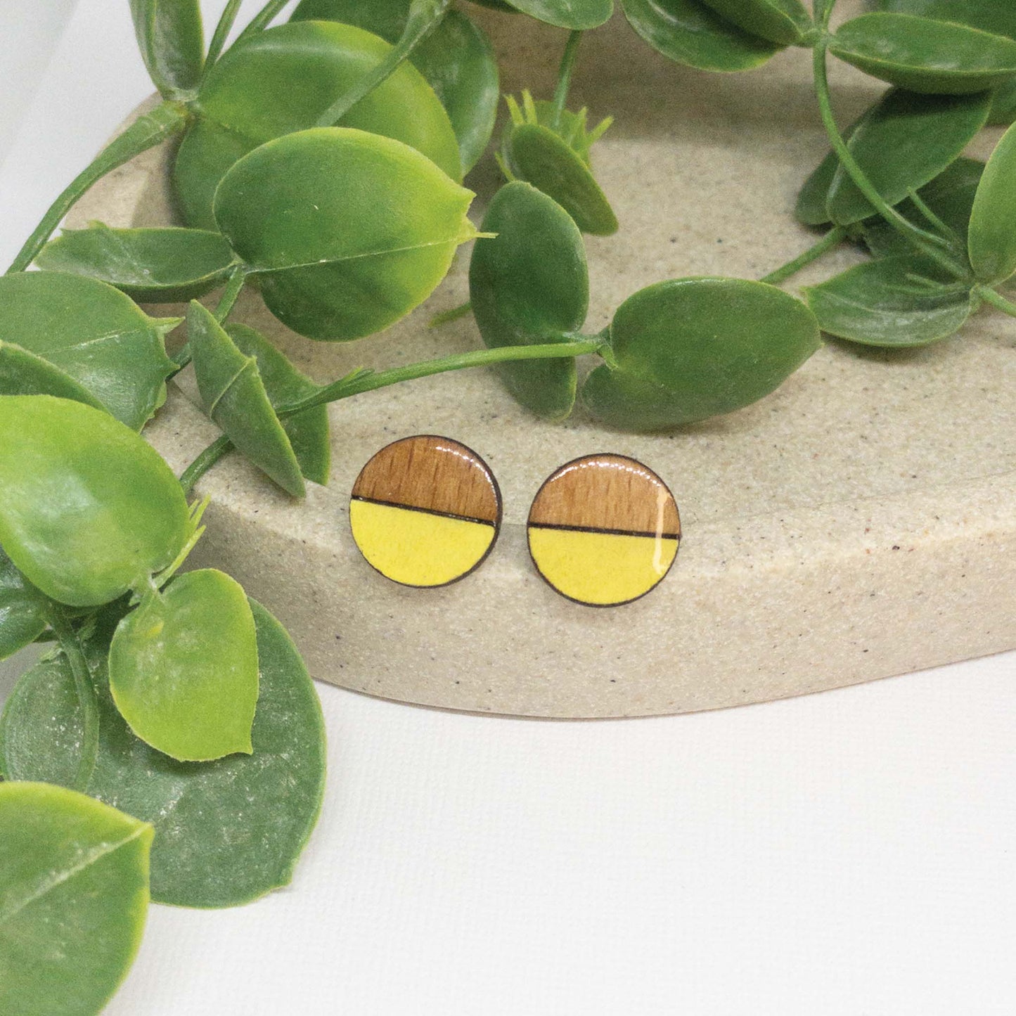 Lemon | Wooden Stud Earrings