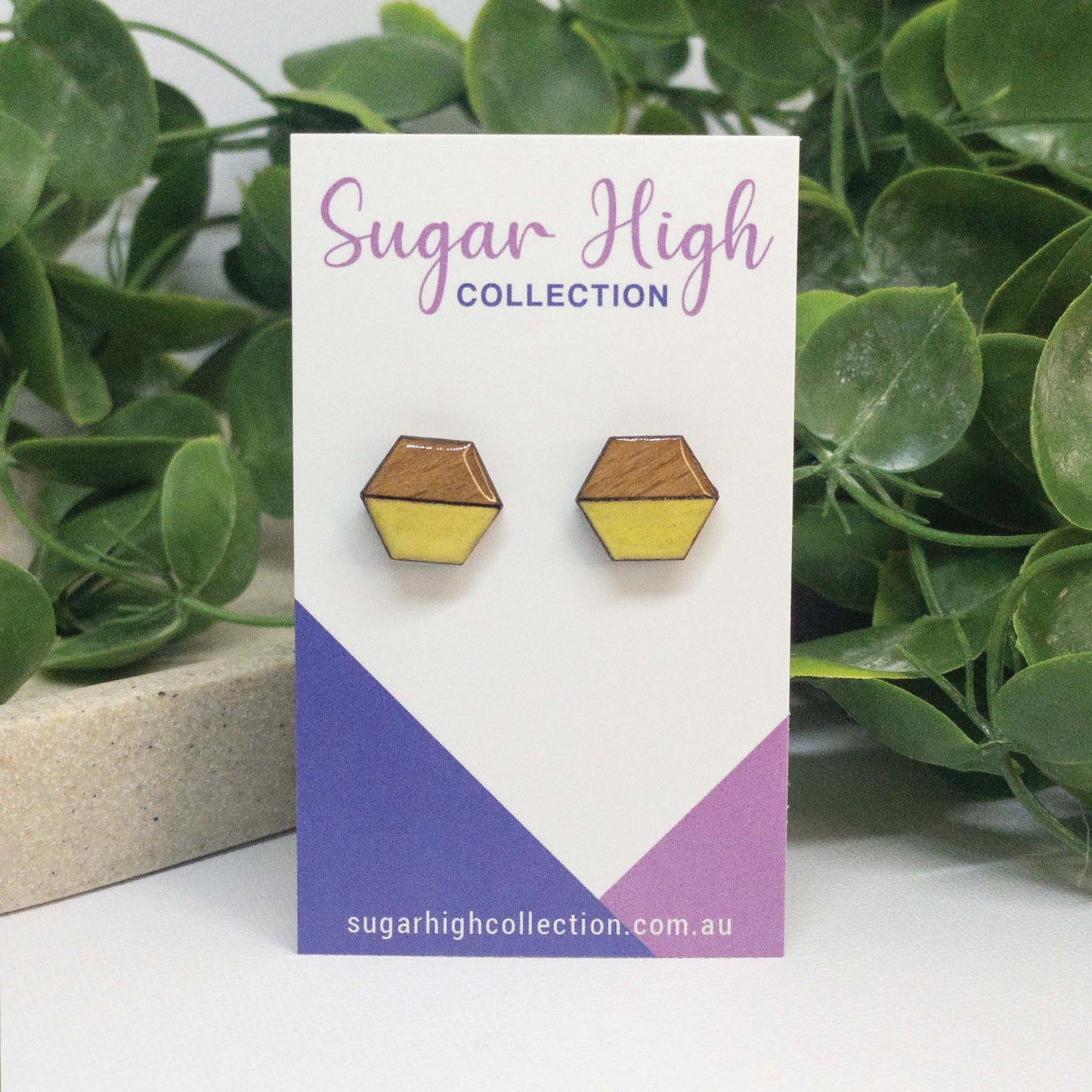 Lemon | Wooden Stud Earrings