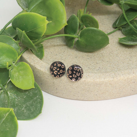 Leopard | Rose Gold Acrylic Stud Earrings