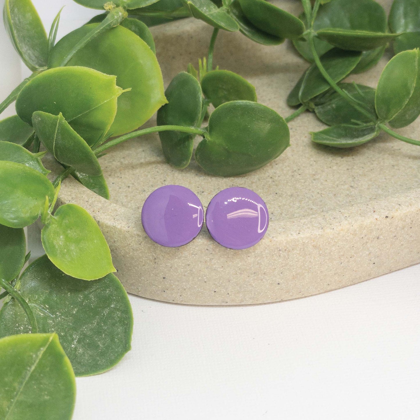 Lilac Purple | Wooden Stud Earrings