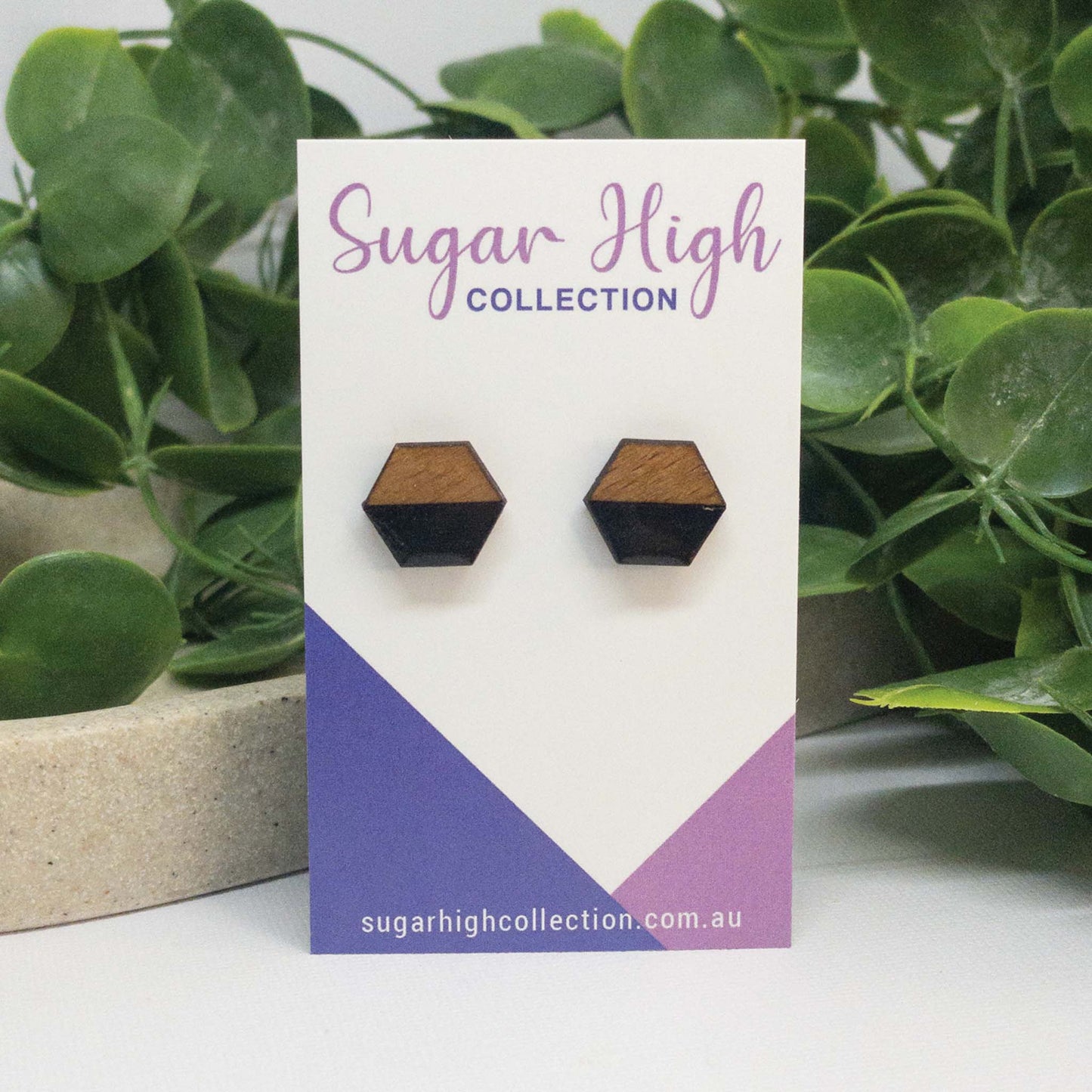 Black Luxury | Wooden Stud Earrings