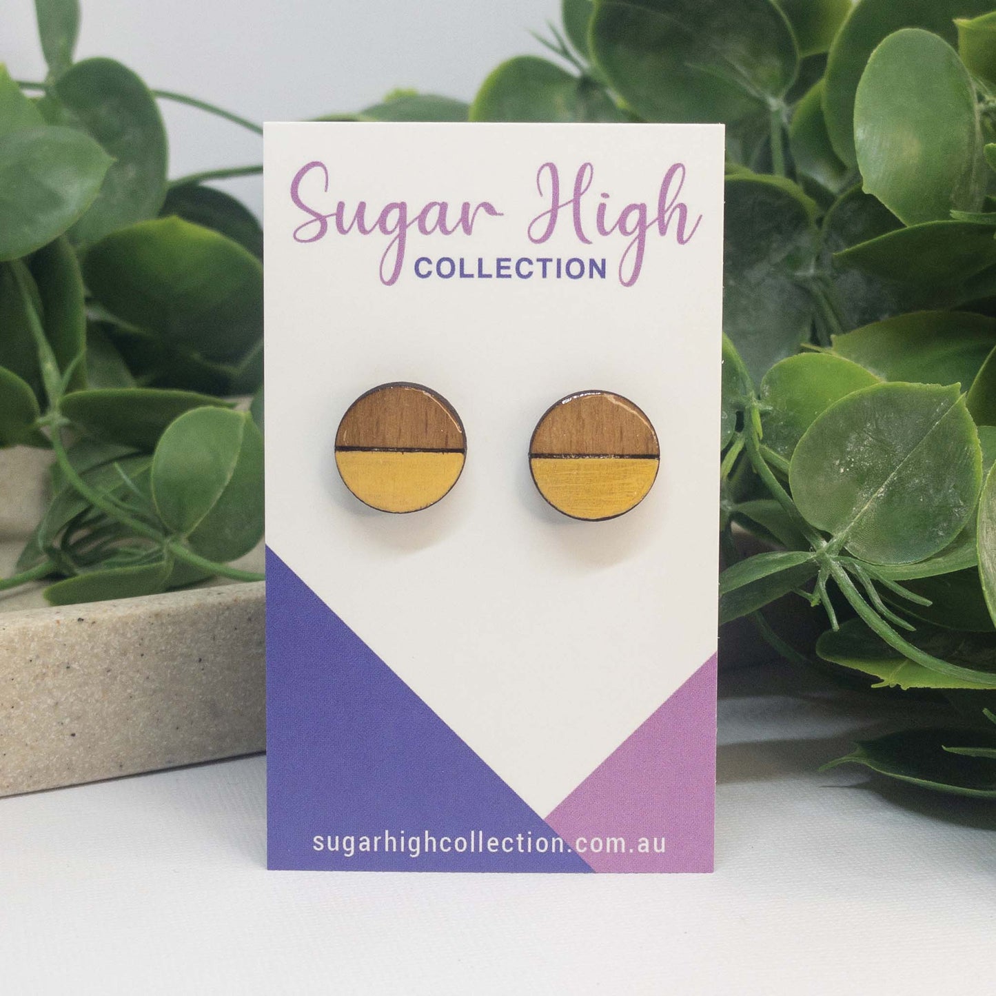 Macaroon | Wooden Stud Earrings