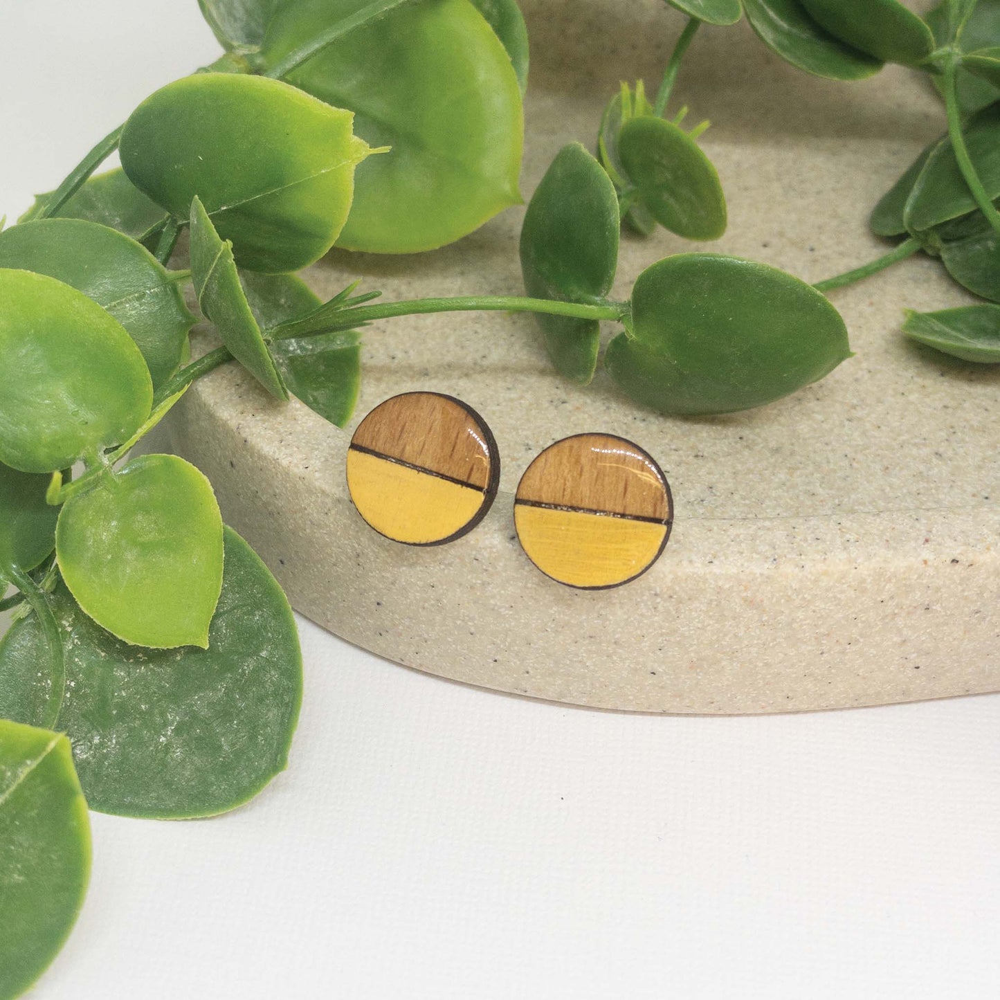Macaroon | Wooden Stud Earrings