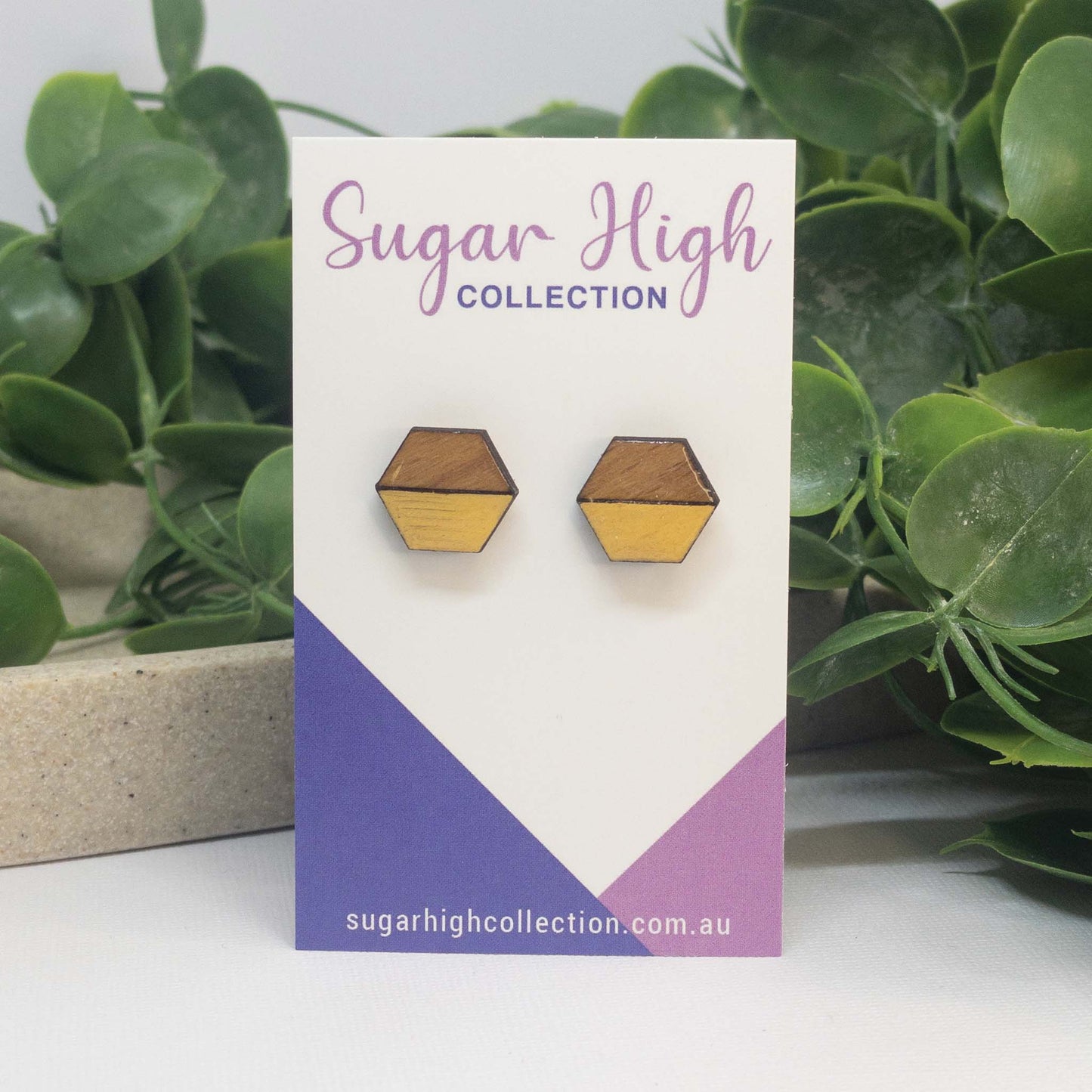Macaroon | Wooden Stud Earrings