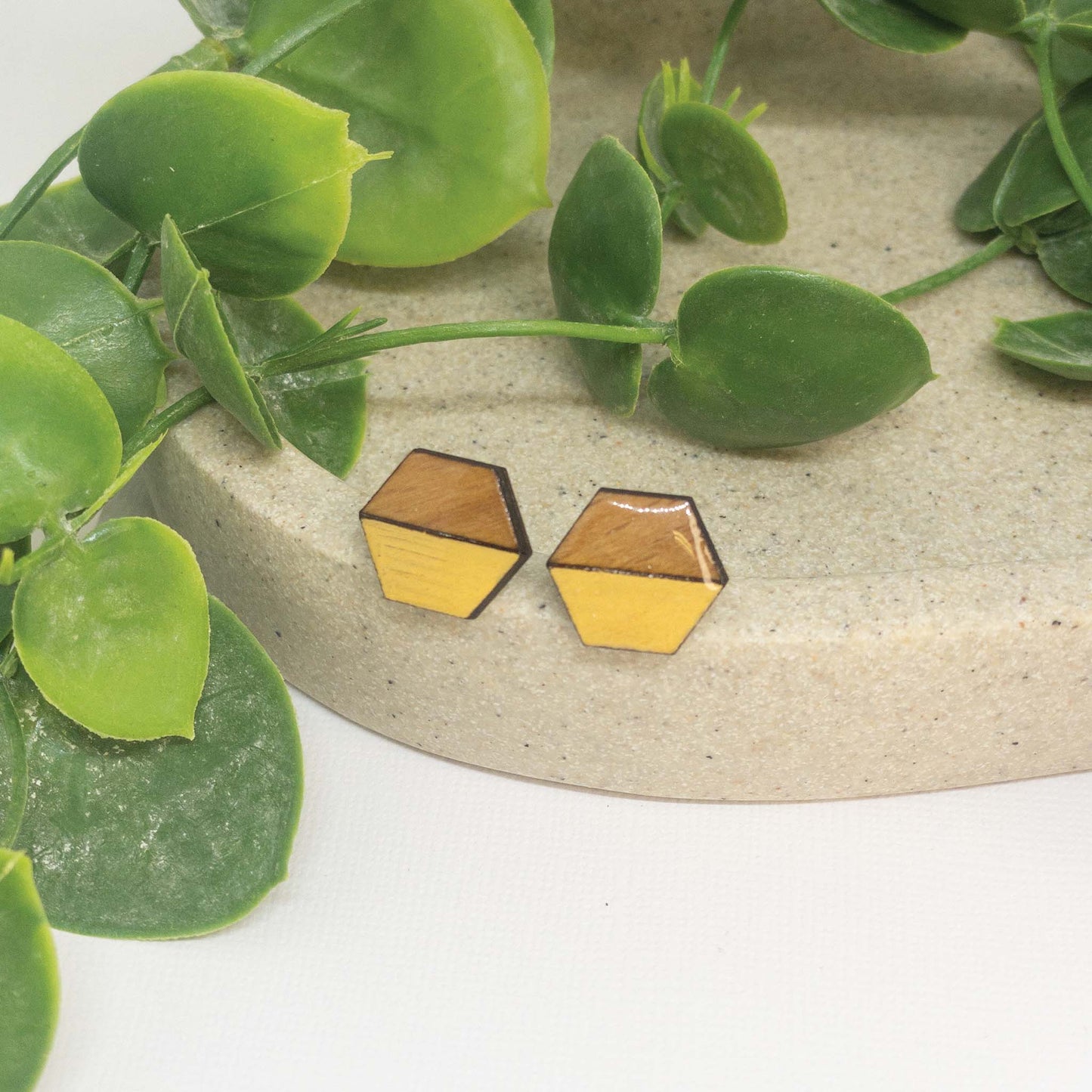 Macaroon | Wooden Stud Earrings