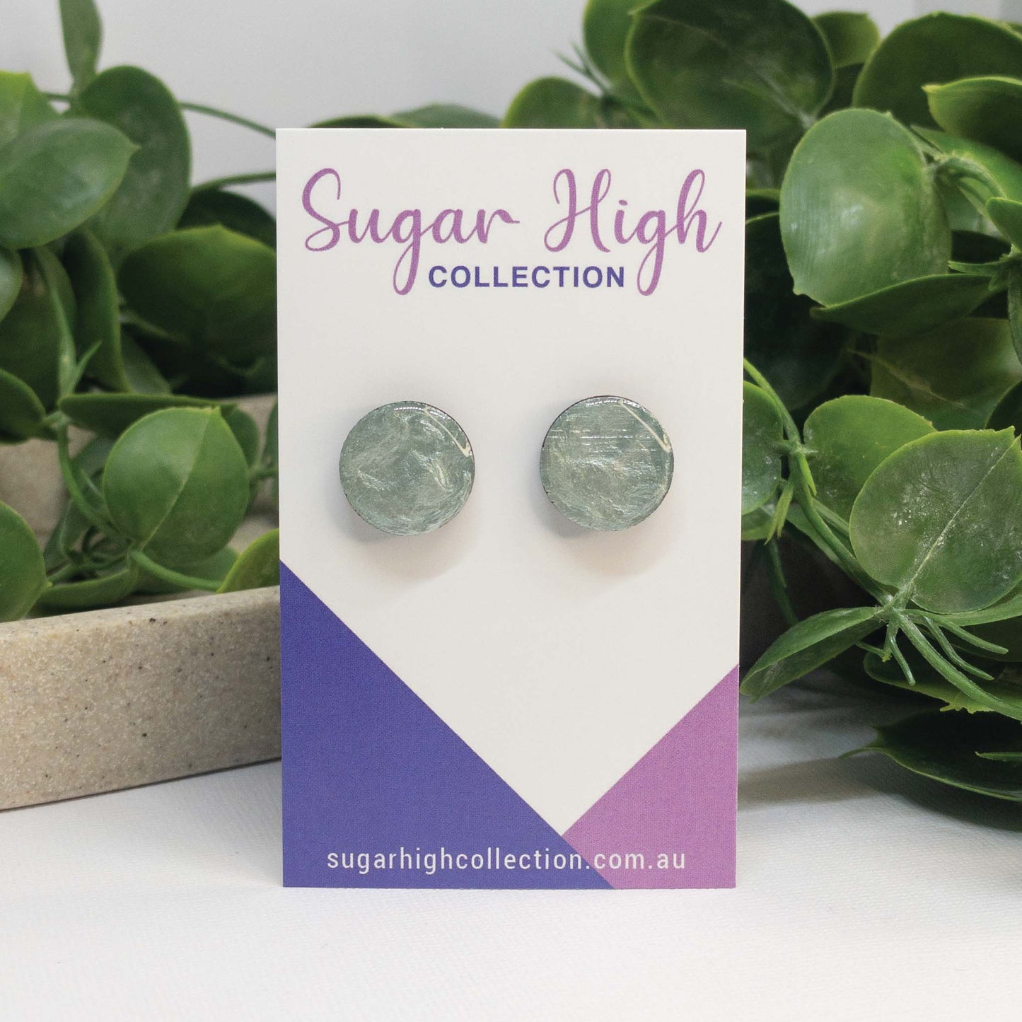 Minty Breeze | Wooden Stud Earrings