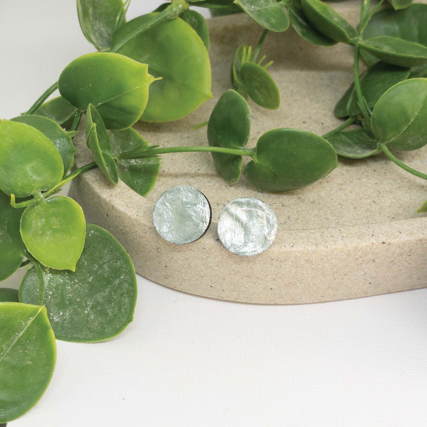Minty Breeze | Wooden Stud Earrings