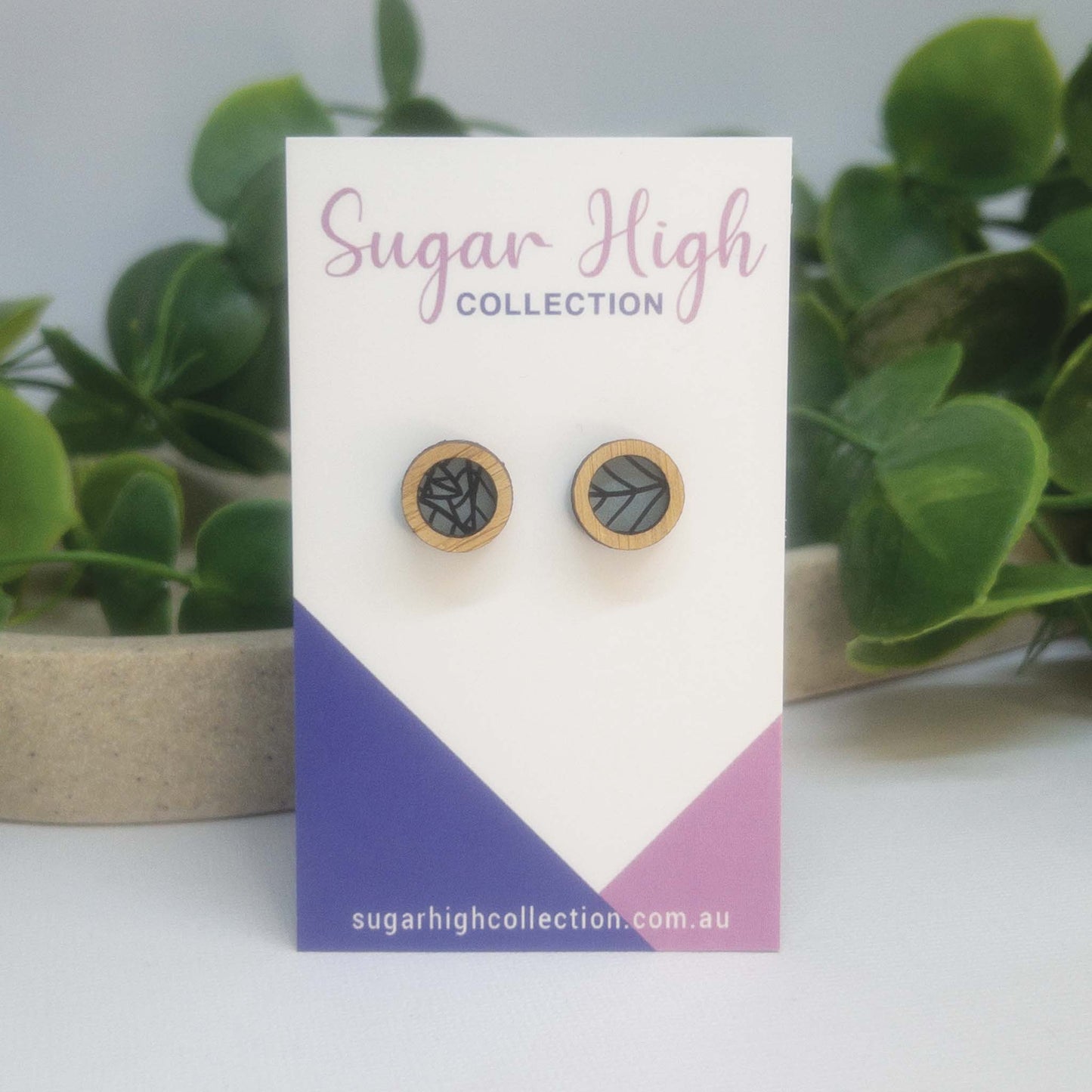 Midnight Botanicals | Wooden Statement Stud Earrings