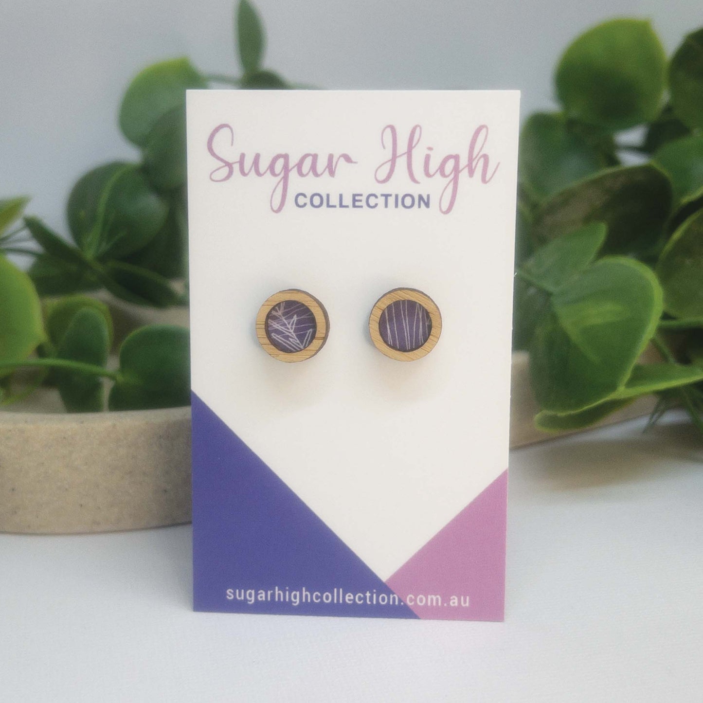 Sunset Garden | Wooden Statement Stud Earrings