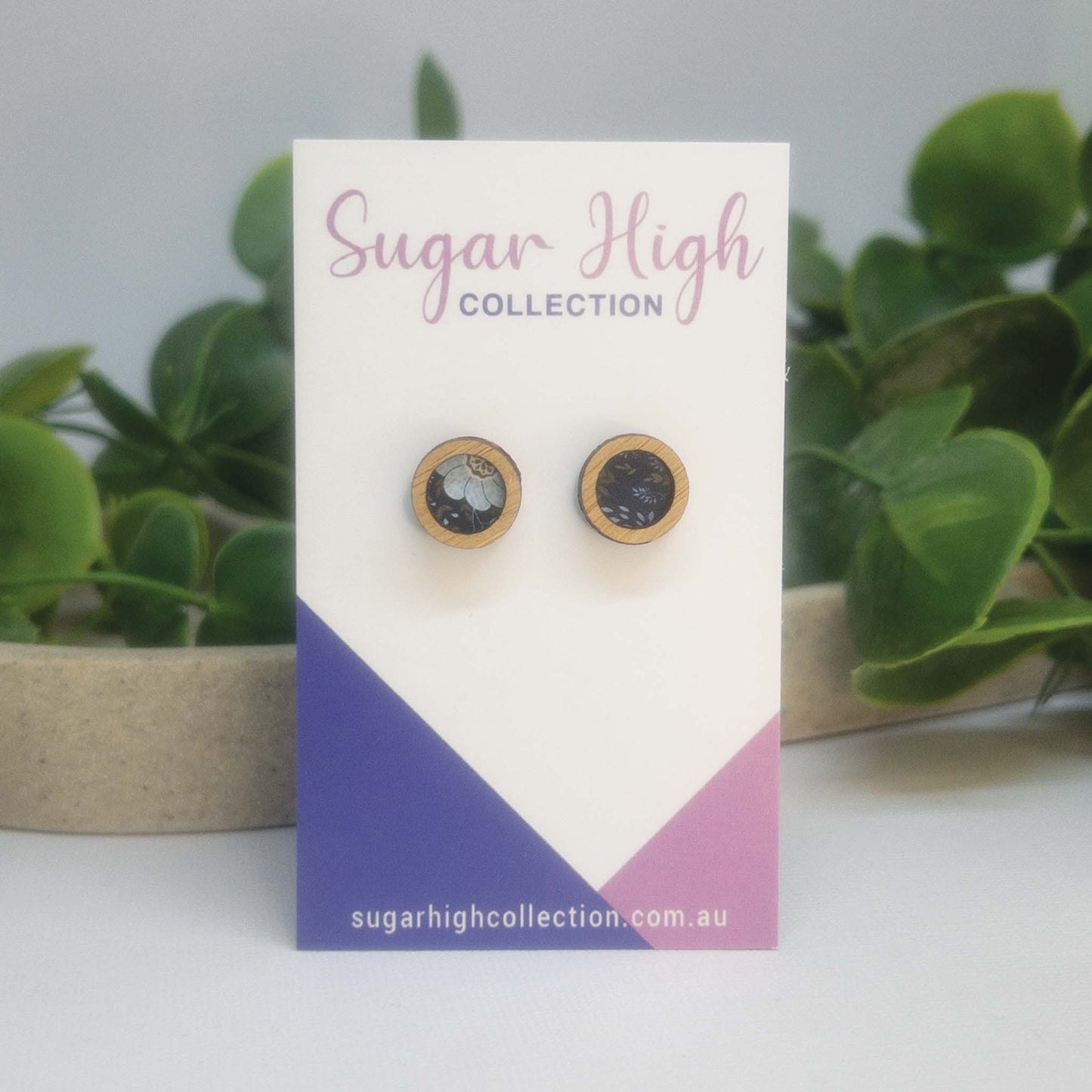 Night Garden | Wooden Statement Stud Earrings