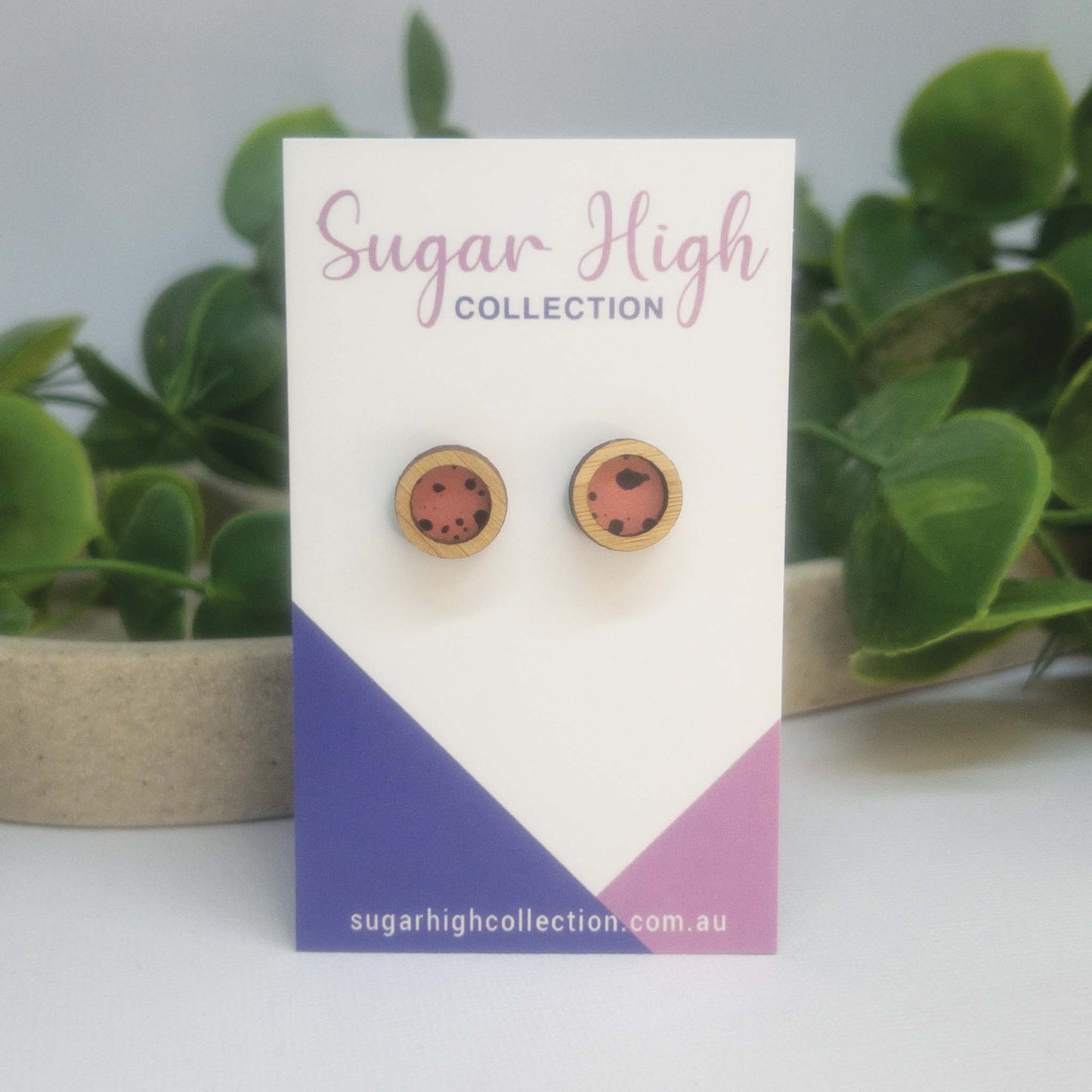 Speckled | Wooden Statement Stud Earrings