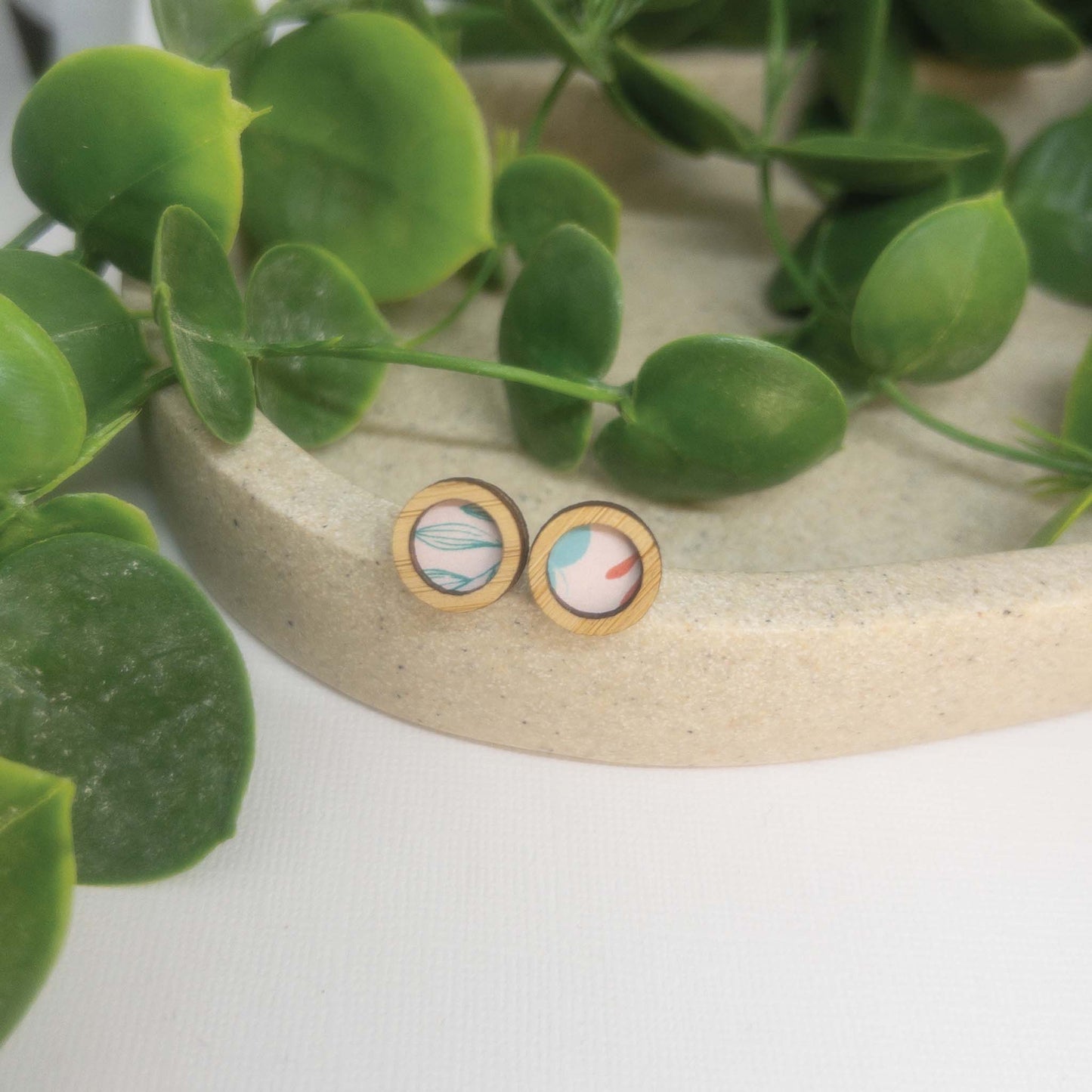 Floating Fern | Wooden Statement Stud Earrings