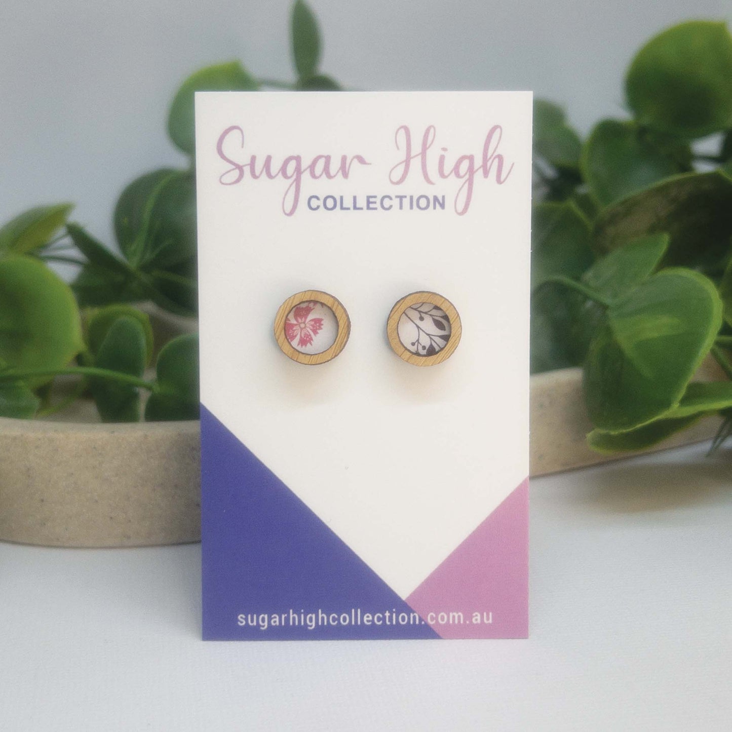 Secret Garden | Wooden Statement Stud Earrings 'Secret Garden'