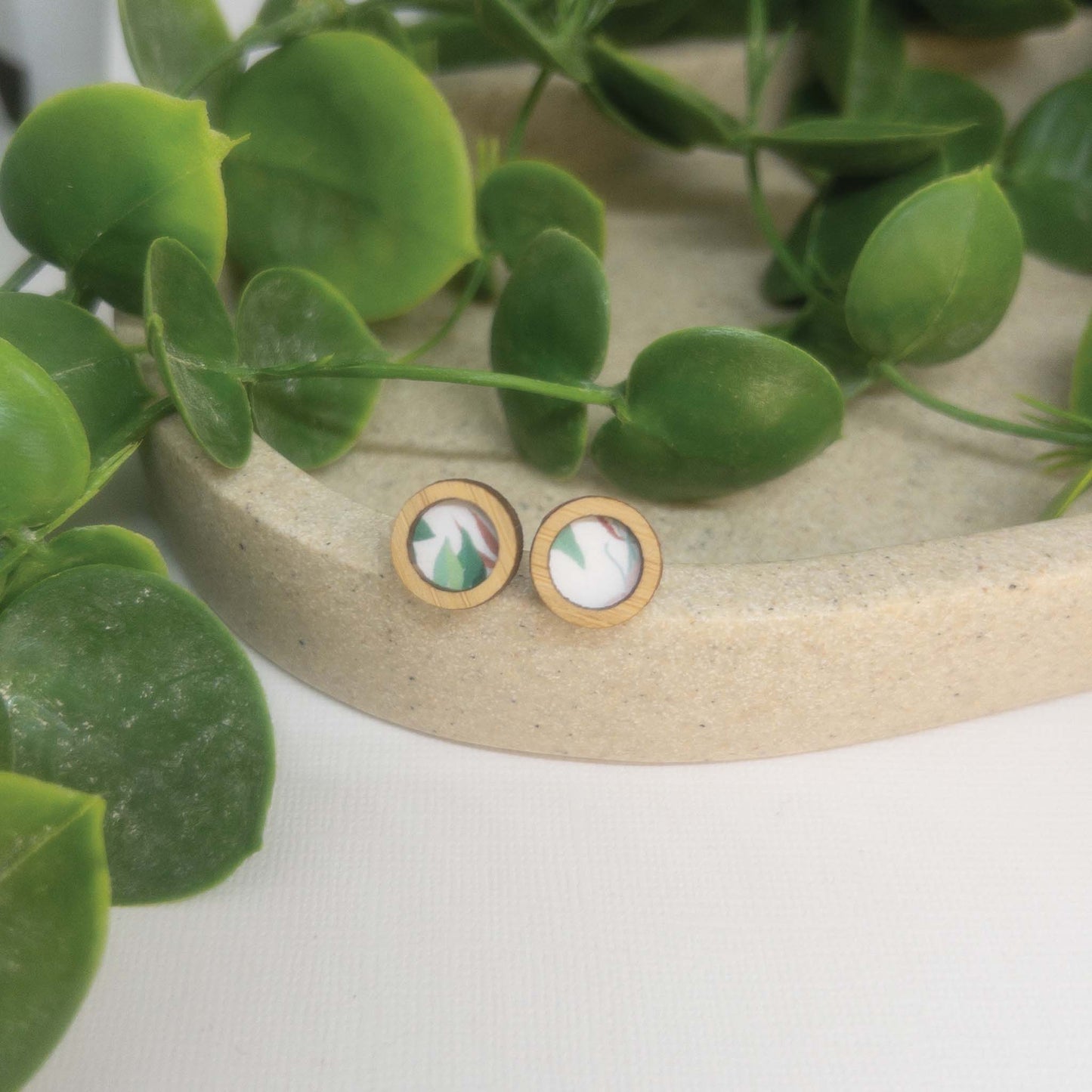 Flower Garden | Wooden Statement Stud Earrings 'Flower Garden'