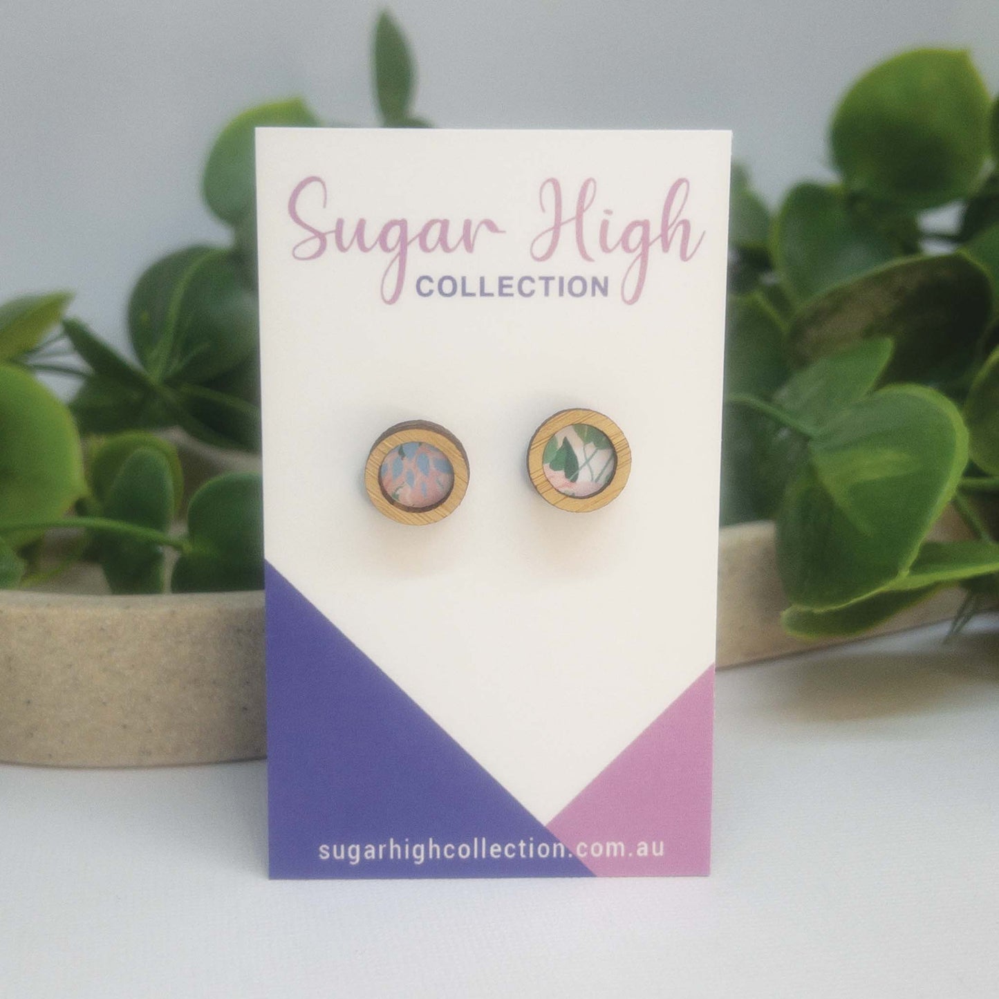 Flower Garden | Wooden Statement Stud Earrings 'Flower Garden'