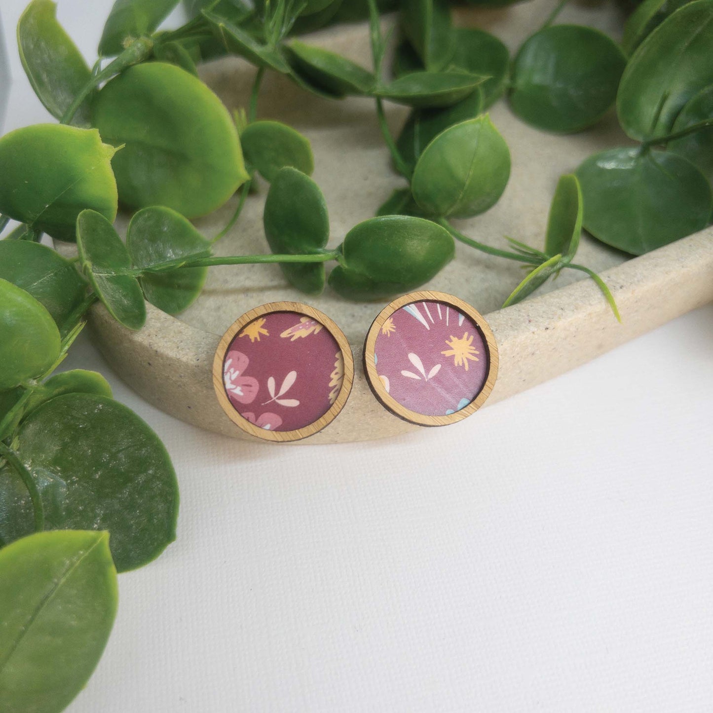 Spring Garden | Wooden Statement Stud Earrings