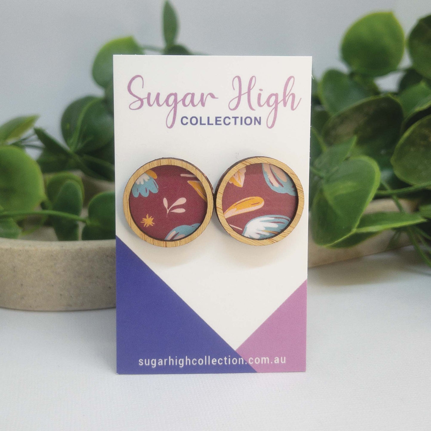 Spring Garden | Wooden Statement Stud Earrings